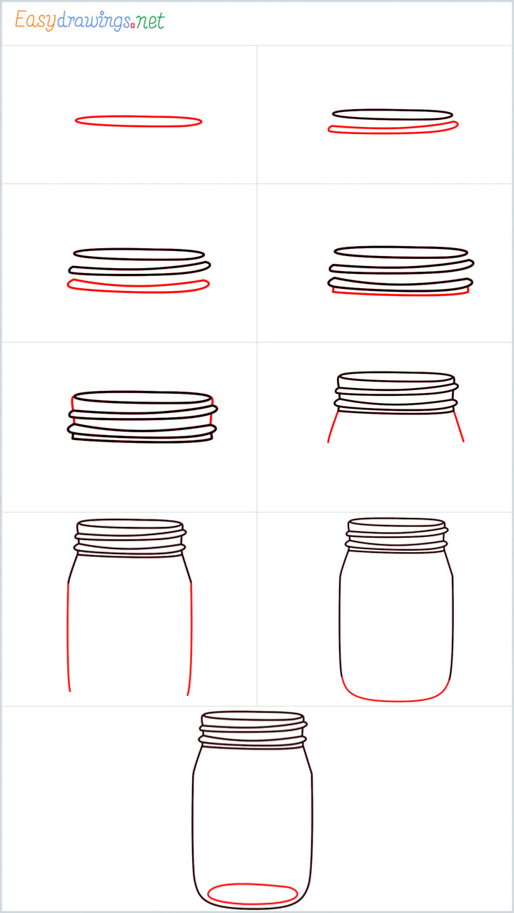 all outline for Mason jar drawing example