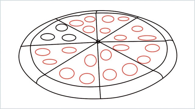how to draw pizza step (7)