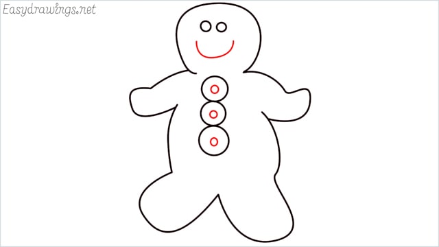 How to draw a Gingerbread Man step (6)