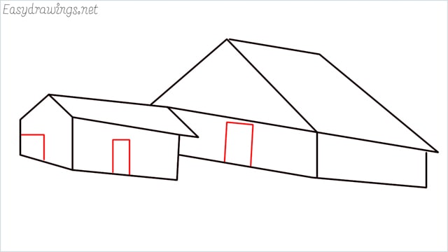 How to draw a Guest house step (10)