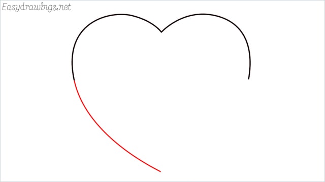 How to draw a heart shape step (3)