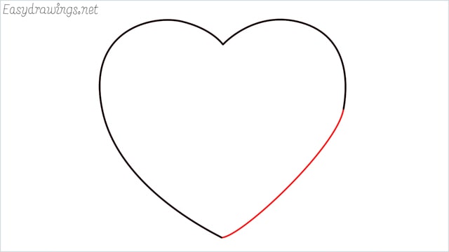 How to draw a heart shape step (4)
