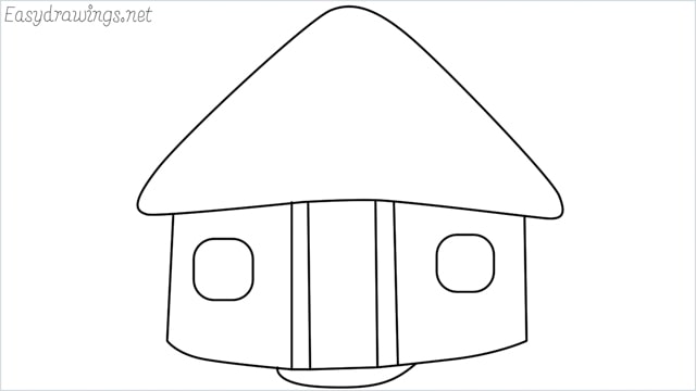 How to draw a hut step by step
