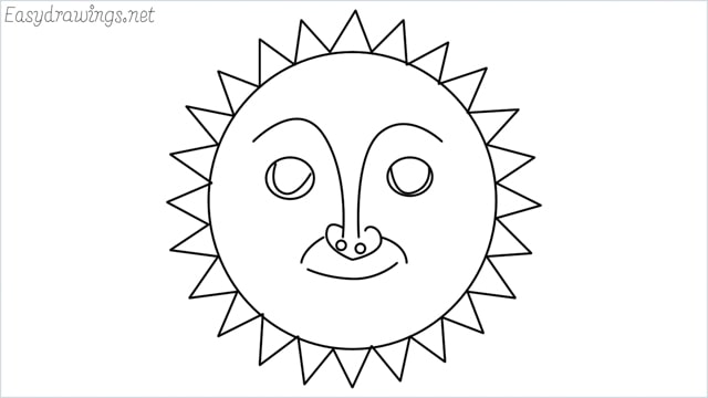 How to draw a sun step by step