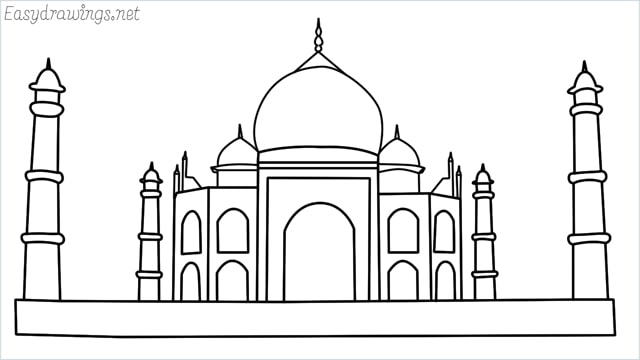 How to draw a taj mahal step by step