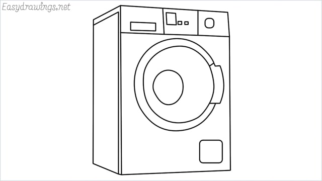 How to draw a washing machine step by step