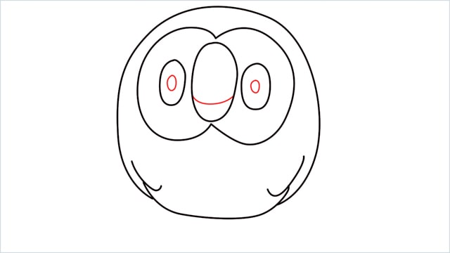 how to draw Rowlet step (6)