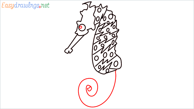 how to draw a cute seahorse Step (7)