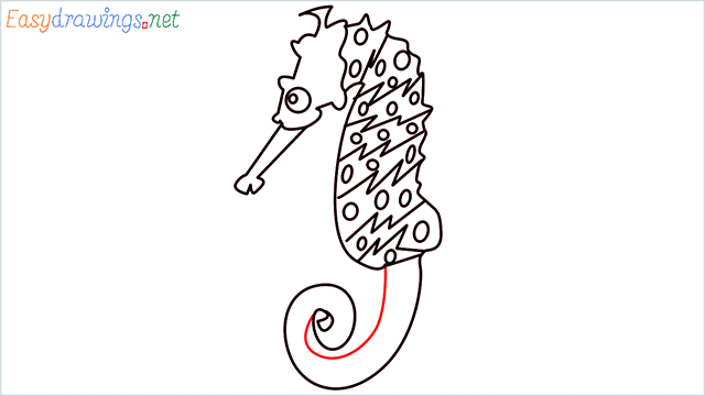 how to draw a cute seahorse Step (8)