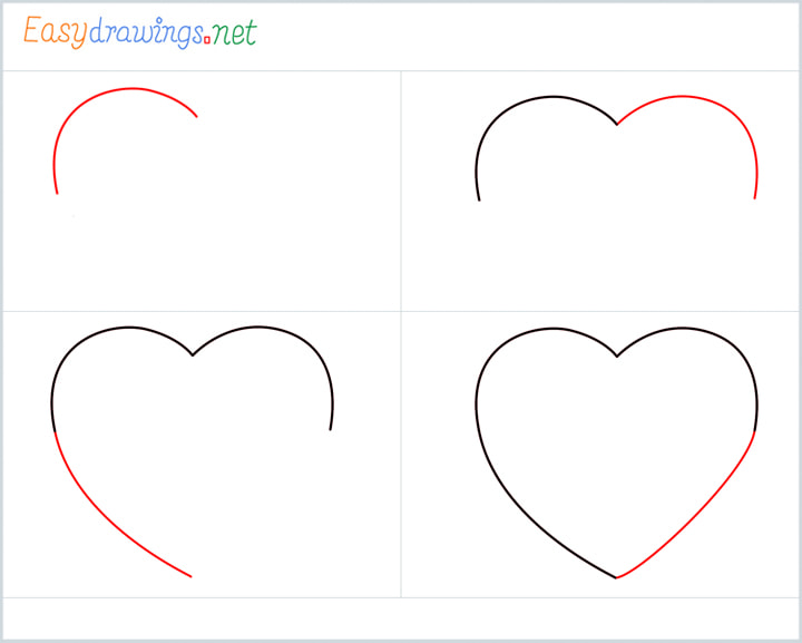 all outline for Heart shape drawing example