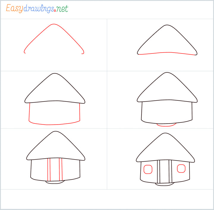 all outline for Hut drawing example