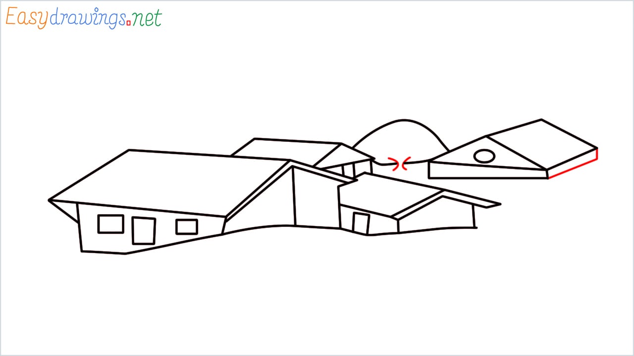 how to draw small village scenery step (11)