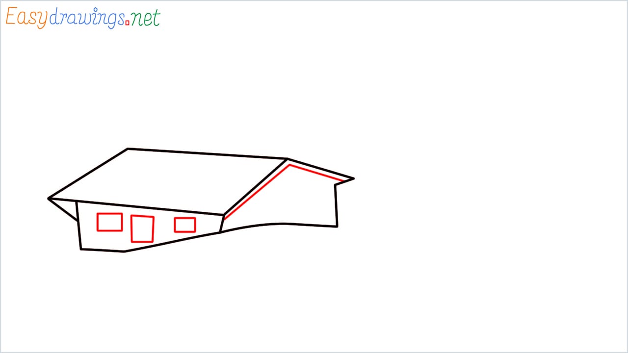 how to draw small village scenery step (4)