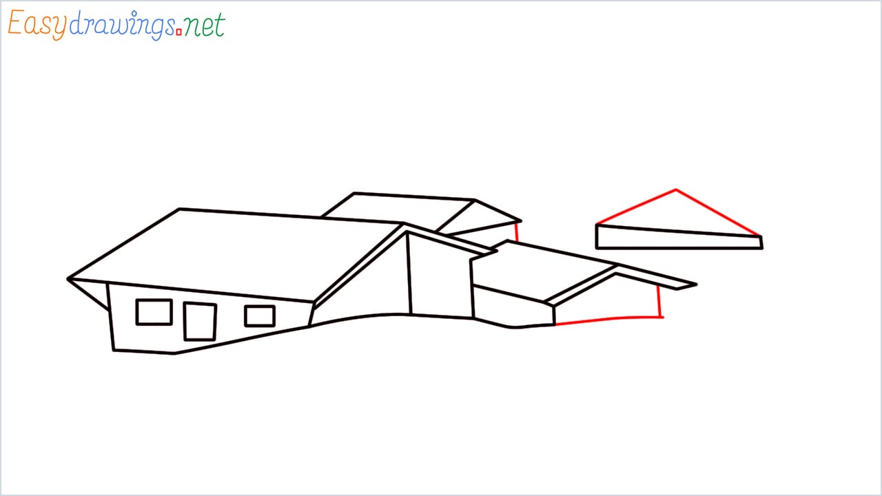 how to draw small village scenery step (8)
