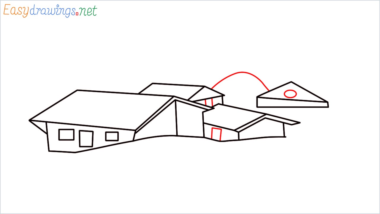 how to draw small village scenery step (9)