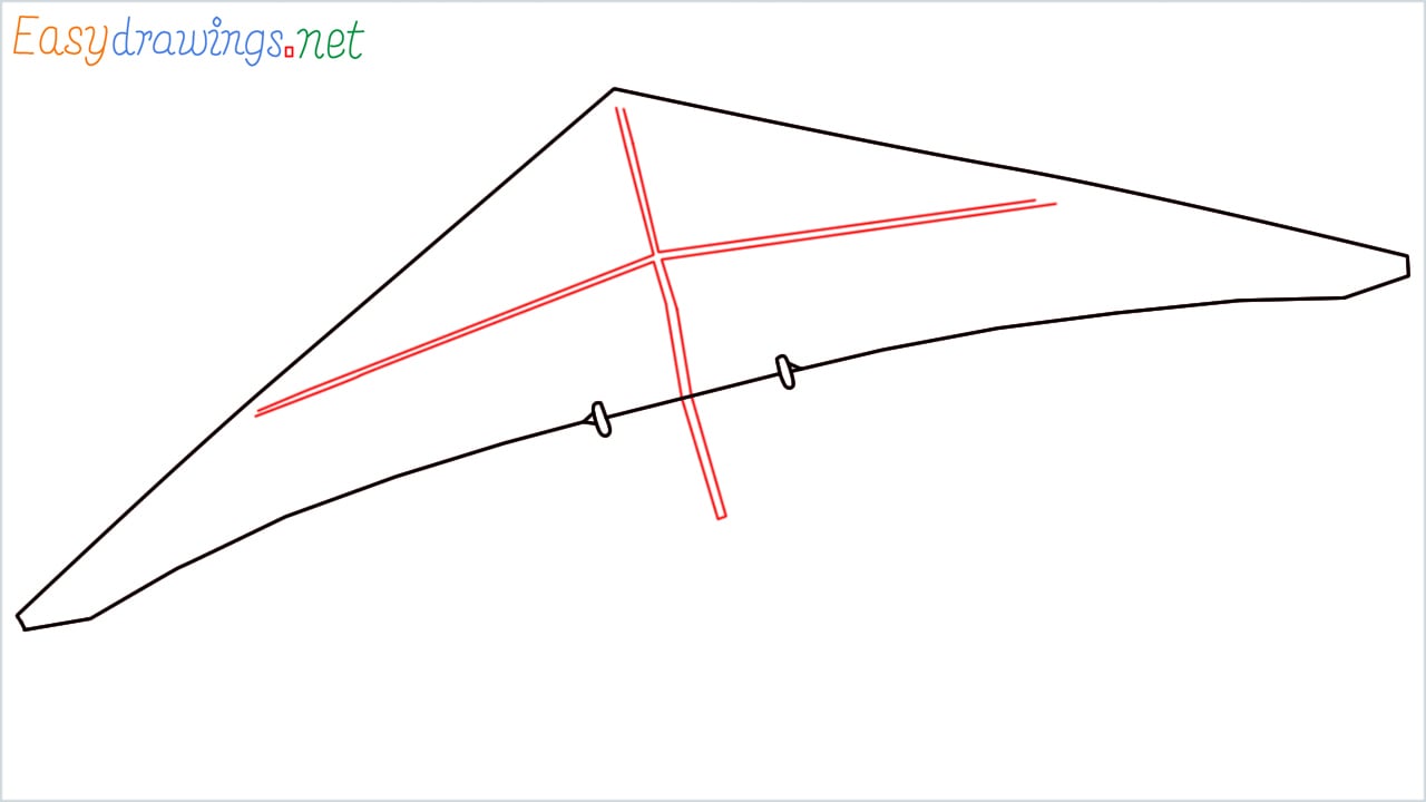 How to draw a Hang glider step (3)