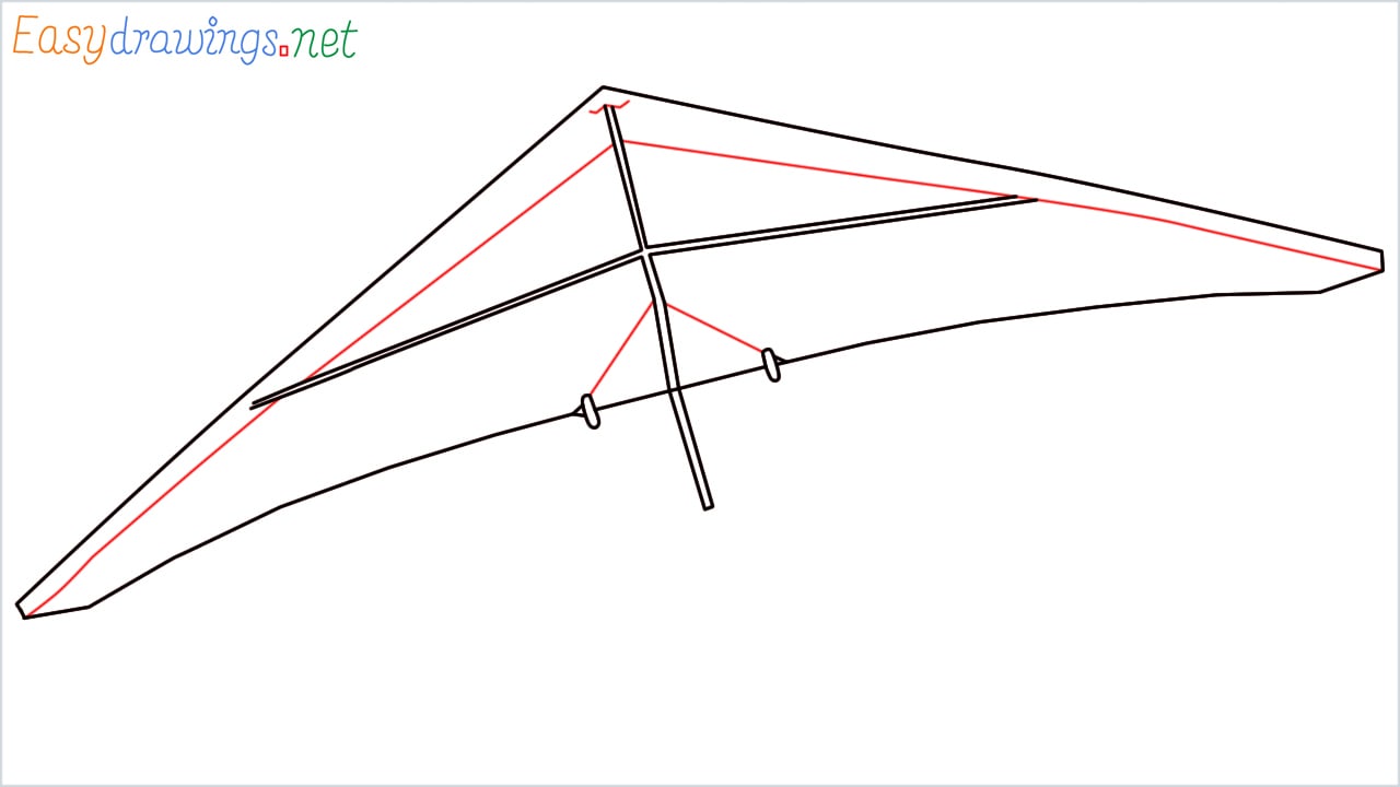 How to draw a Hang glider step (4)