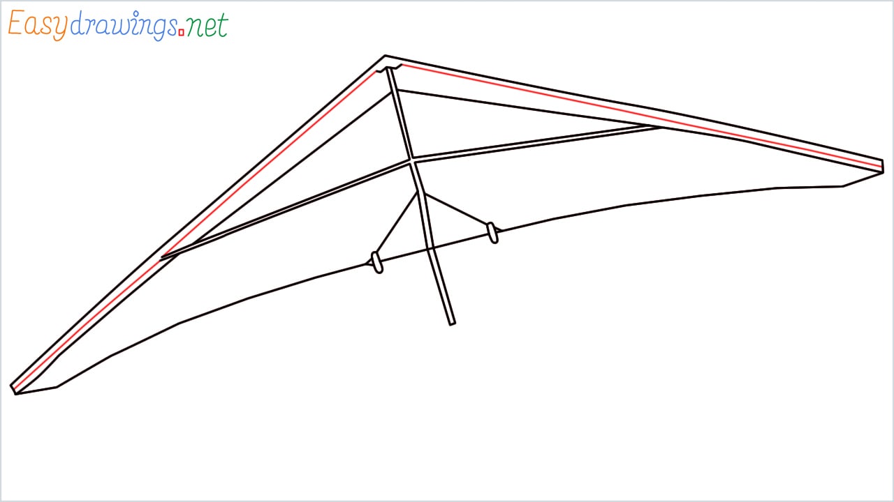 How to draw a Hang glider step (5)
