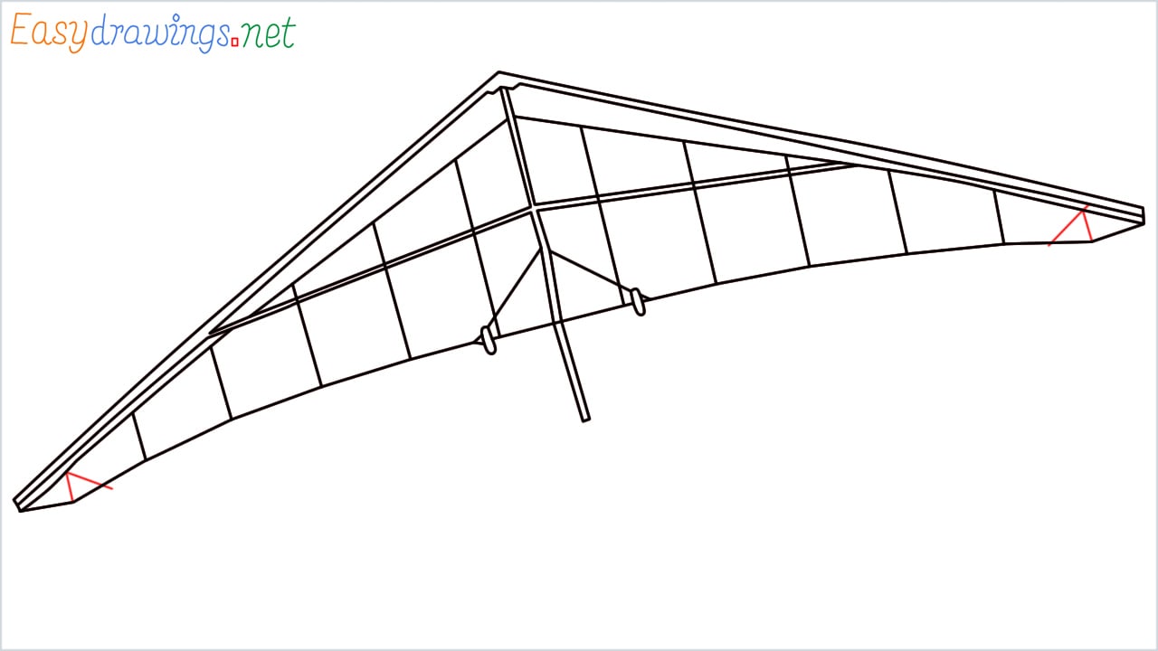How to draw a Hang glider step (7)