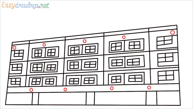 How to draw a High-rise building step (8)