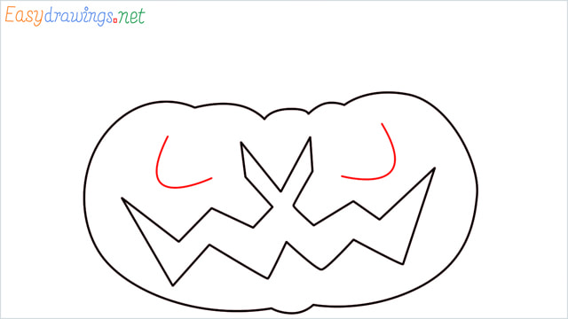 How to draw a Halloween Scary Pumpkin step (6)