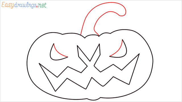 How to draw a Halloween Scary Pumpkin step (7)