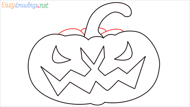 How to draw a Halloween Scary Pumpkin step (8)