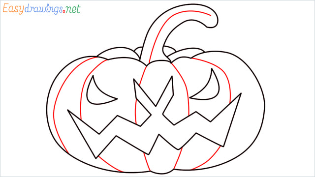 How to draw a Halloween Scary Pumpkin step (9)