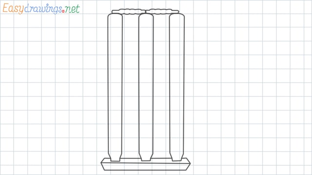Cricket stumps grid line drawing