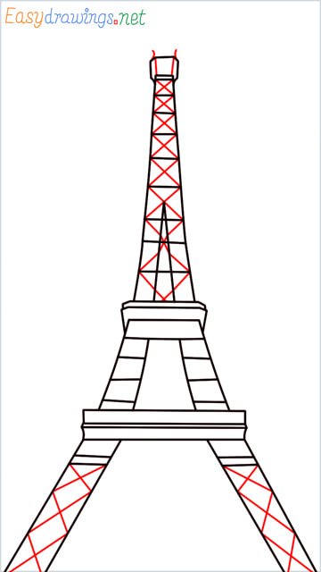 How to draw the Eiffel tower step (8)