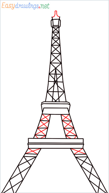 How to draw the Eiffel tower step (9)