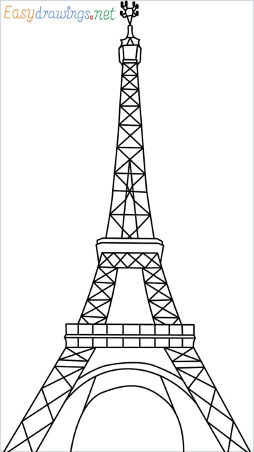 How to draw the Eiffel tower step by step