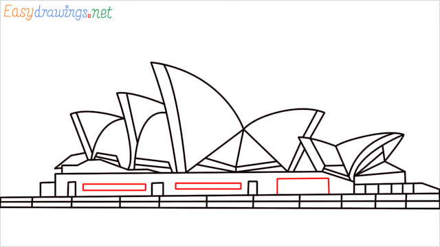 How to draw the Opera house step (13)