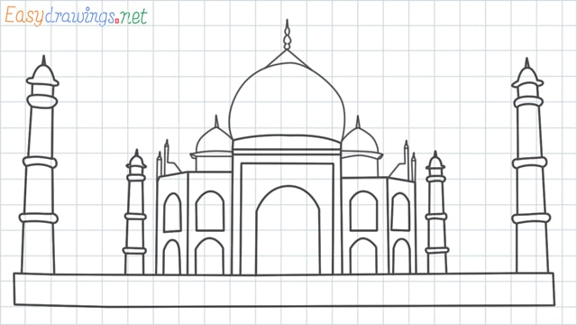 Taj mahal grid line drawing