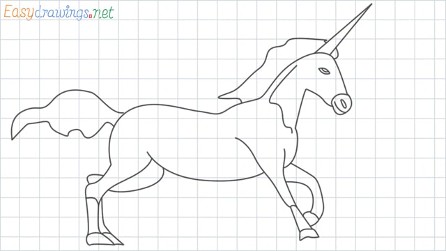 Unicorn grid line drawingUnicorn grid line drawing