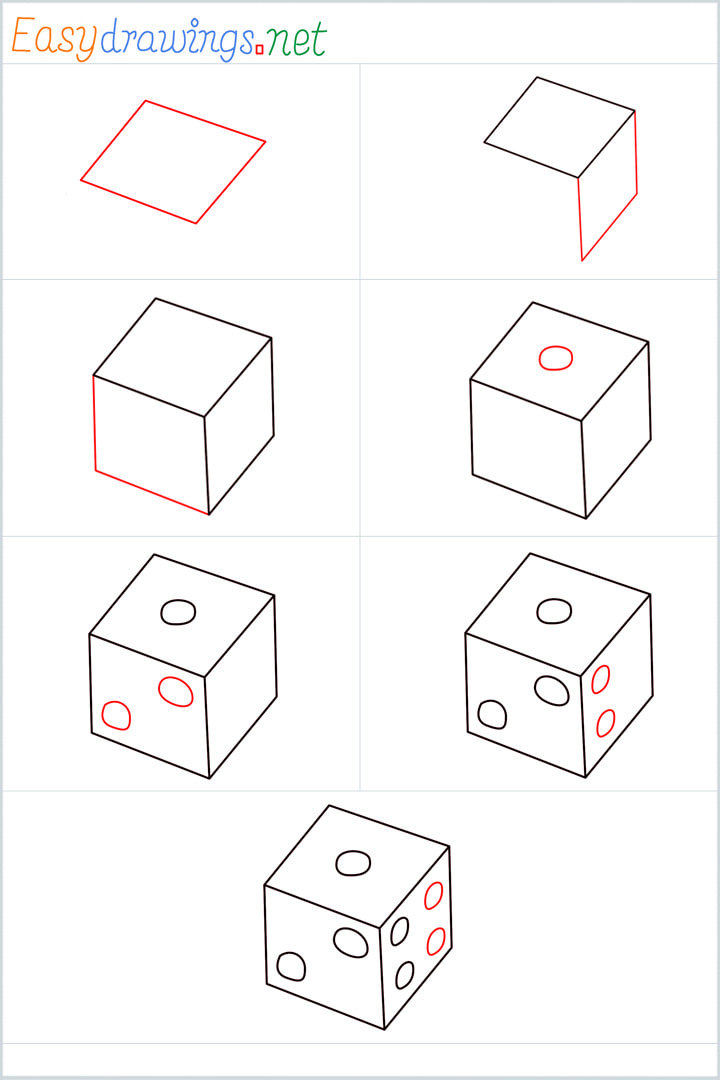 all reference outline drawing in one place for Dice drawing tutorial