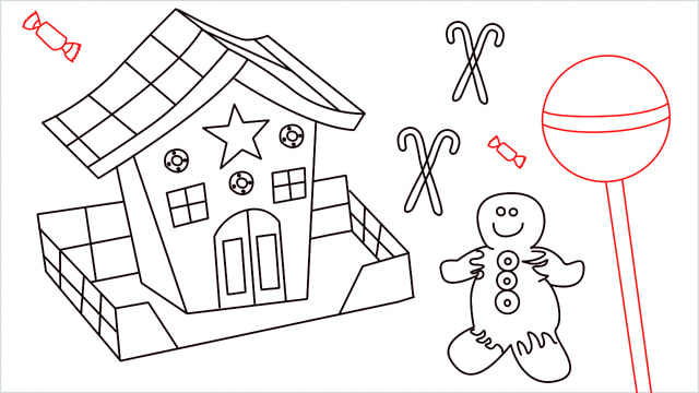 How to Draw a Gingerbread House step (16)