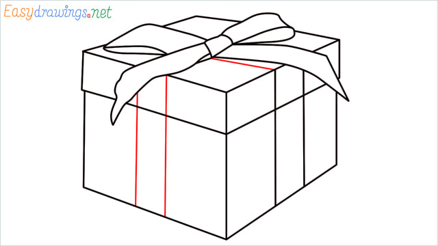 How to draw Christmas presents box step (10)