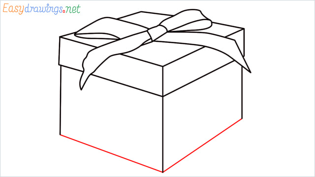How to draw Christmas presents box step (8)