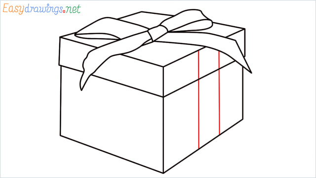 How to draw Christmas presents box step (9)