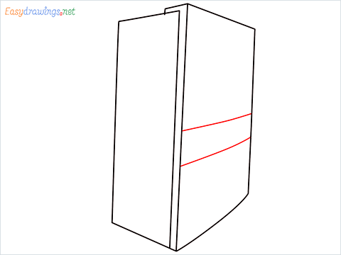 How To Draw A Double door refrigerator Step (4)