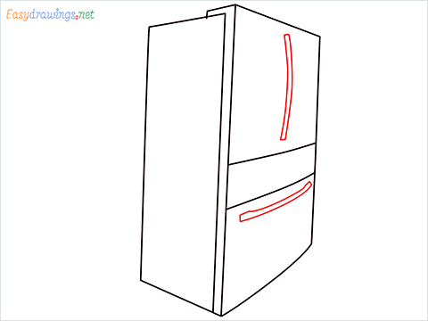 How To Draw A Double door refrigerator Step (5)