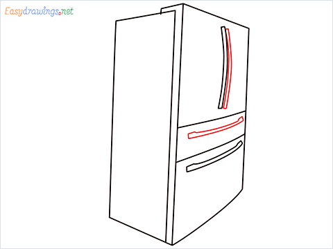How To Draw A Double door refrigerator Step (6)