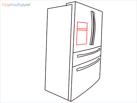 How To Draw A Double door refrigerator Step (7)