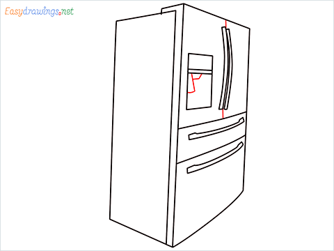 How To Draw A Double door refrigerator Step (8)