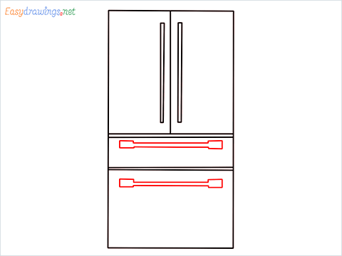 How To Draw refrigerator from front view example 2 Step (6)