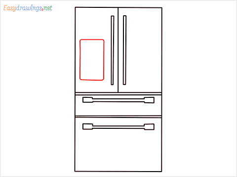 How To Draw refrigerator from front view example 2 Step (7)