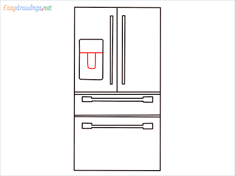 How To Draw refrigerator from front view example 2 Step (8)