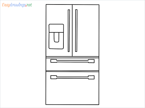 How To Draw refrigerator from front view example 2 Step by Step