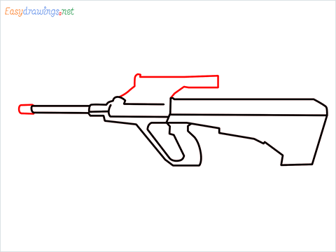 How to draw AUG gun step (5)